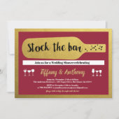 バー招待バーガンディと金ゴールドを保管 招待状 (正面)