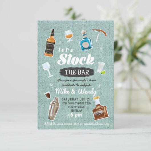 バー新婚カップルのシャワー招待状をストック 招待状 (スタンド正面)