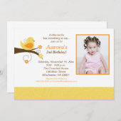 バー渦巻形のズトレンディーイエローフォト誕生日招待状 招待状 (正面/裏面)