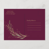 バー王室のグン結婚ディなミニマルな回答rsvp ポストカード (裏面)