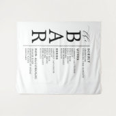 バー白黒クラシックの結婚バー・メニュー記号 タペストリー (正面(横))