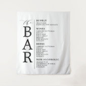 バー白黒クラシックの結婚バー・メニュー記号 タペストリー (正面)