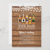 バー素朴な婚約パーティ木材をストック 招待状 (正面)