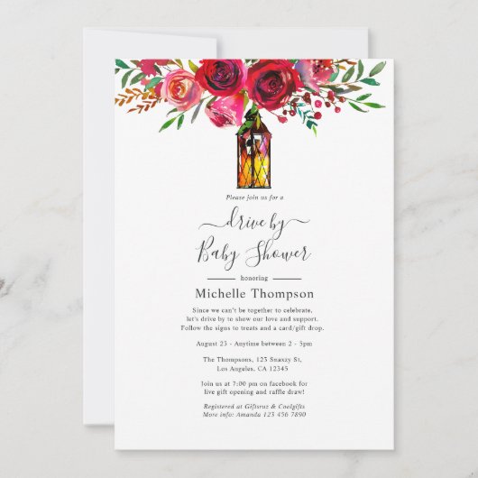 バー素朴グガンディ赤水カラーのシャワー駆動 招待状 (正面)