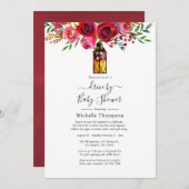 バー素朴グガンディ赤水カラーのシャワー駆動 招待状 (正面/裏面)