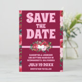 バー素朴グンディとピンクのフローラは日付を保存 招待状 (スタンド正面)