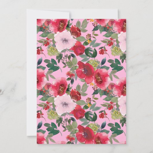 バー素朴グンディとピンクのフローラは日付を保存 招待状 (裏面)