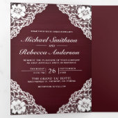 バー素朴グンディの木のレースのストリングラ結婚イト 三つ折り招待状 (内部最初)