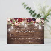 バー素朴グンディフローラストリングライトウェディングRSVP 招待状 (スタンド正面)