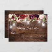 バー素朴グンディフローラストリングライトウェディングRSVP 招待状 (正面/裏面)