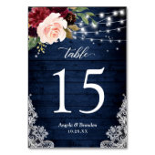 バー素朴グンディフローラストリングライトレース結婚ズ テーブルナンバー (裏面)