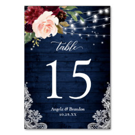 バー素朴グンディフローラストリングライトレース結婚ズ テーブルナンバー