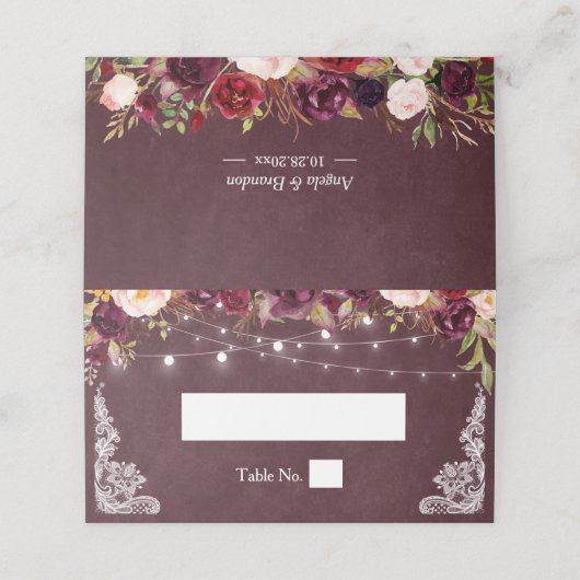 バー素朴グンディフローラストリングライトレース結婚ズ プレイスカード (外部開封)