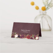 バー素朴グンディフローラストリングライトレース結婚ズ プレイスカード (裏面)