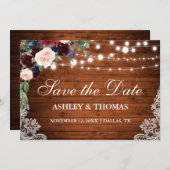 バー素朴グンディフローラレースウッド日付保存 セーブザデート (正面/裏面)