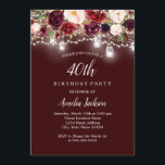 バー素朴グンディフローラ灯40歳の誕生日 招待状<br><div class="desc">リトルかわいらしベイリー店で誕生日招待状をもっと！</div>