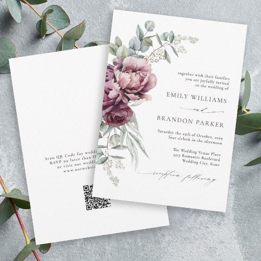 バー素朴グンディフローラQRコード秋の結婚式 招待状