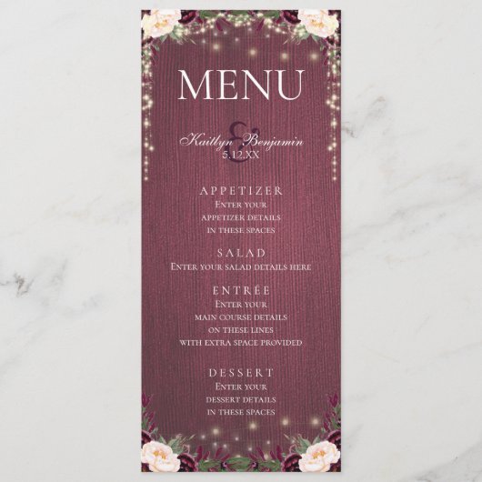 バー素朴グンディ・ウッド&ストリングライトのメ結婚ニュー メニュー (正面)