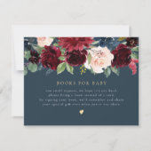 バー素朴グンディ&ネイビーフローラブックベビーカード 招待状 (正面)