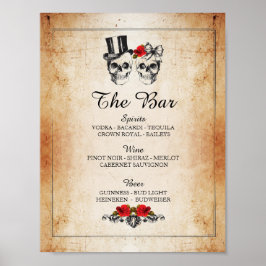 バー素朴スカルハロウィーンのサインウェディングレセプション ポスター
