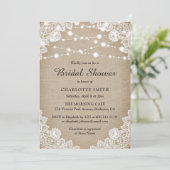 バー素朴ラップとレースのブライダルシャワーの招待 招待状 (スタンド正面)