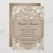 バー素朴ラップとレースのブライダルシャワーの招待 招待状 (正面/裏面)