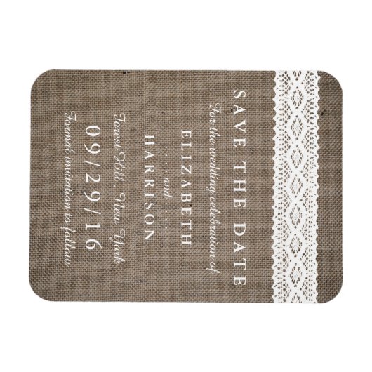 バー素朴ラップとヴィンテージホワイトレース日付を保存 マグネット (横)