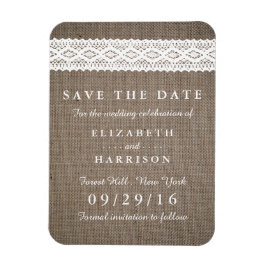 バー素朴ラップとヴィンテージホワイトレース日付を保存 マグネット