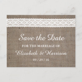 バー素朴ラップとヴィンテージホワイトレース日付を保存 案内ポストカード