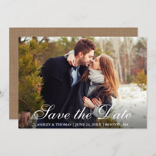 バー素朴ラップSave the Date Coule Photo 招待状 (正面/裏面)