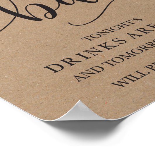 バー結婚のアルコール標識 ポスター (角)