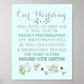 バー結婚の記号フローラおもしろい任意の色を開く ポスター (正面)