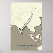 バー頭のガチョウ移動マップ – ミニマリスト ポスター (正面)