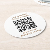 バー飲料用QRコード付きコースター ラウンドペーパーコースター (アングル)