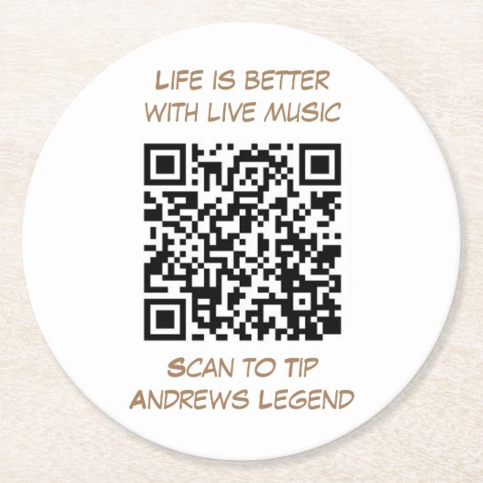 バー飲料用QRコード付きコースター ラウンドペーパーコースター (正面)
