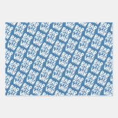 バー魅力的（ユダヤ教の）バル・ミツバーハンドレタージャスブルーおもしろい ラッピングペーパーシート (正面3)