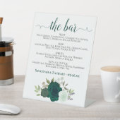 バー – エメラルドグリーンバラドリンク結婚メニュー 台座サイン (インサイチュ)