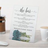 バー-エレガントティール(緑がかった色)バラドリンク結婚メニュー 台座サイン (インサイチュ)