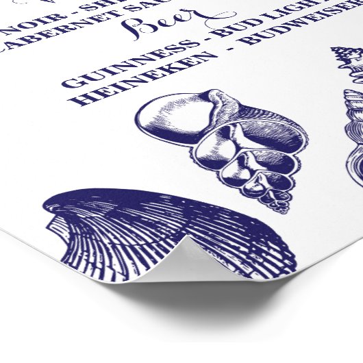 バー シェル ビーチ ウェディング レセプション シェルズ 海 オcean ポスター (角)