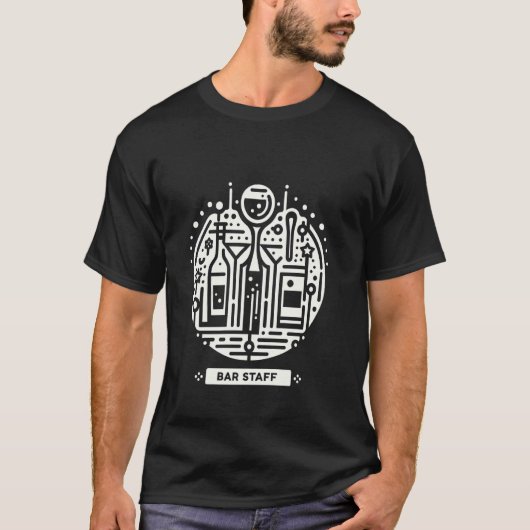 バー スタッフ バーテンダー ワーカー サービス ------ Tシャツ (正面)
