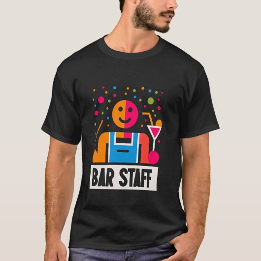バー スタッフ バーテンダー ワーカー サービス ---- Tシャツ (正面)