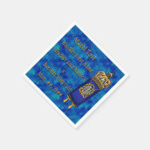 バー-バルミツワートーラオンブルーマーブルパーソナライズされた スタンダードカクテルナプキン (角)