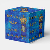 バー-バルミツワートーラオンブルーマーブルパーソナライズされた フェイバーボックス (裏面サイド)