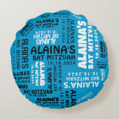 バー&バルミツワーパーティーデコーデザイナーピロー ラウンドクッション (裏面)