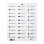 バー（ユダヤ教の）バル・ミツバーおよびバルミツワーの青く白い住所 ラベル (フルシート)