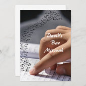 バー(ユダヤ教の)バル・ミツバーかバルミツワーの招待状 招待状 (正面/裏面)