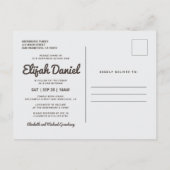 バー(ユダヤ教の)バル・ミツバーがトーラー写真に呼び出さモダンれた インビテーションポストカード (裏面)