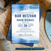 バー（ユダヤ教の）バル・ミツバーはっきりしたネイビモダンータイポグラフィブルーフォイル 招待状