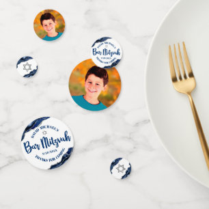 バー（ユダヤ教の）バル・ミツバーはっきりしたネイビーモダンブルーアガテ脚本 コンフェッティ