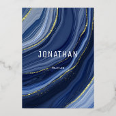 バー(ユダヤ教の)バル・ミツバーアガテマーブルゴールドフォイル実在招待状 箔招待状 (裏面)